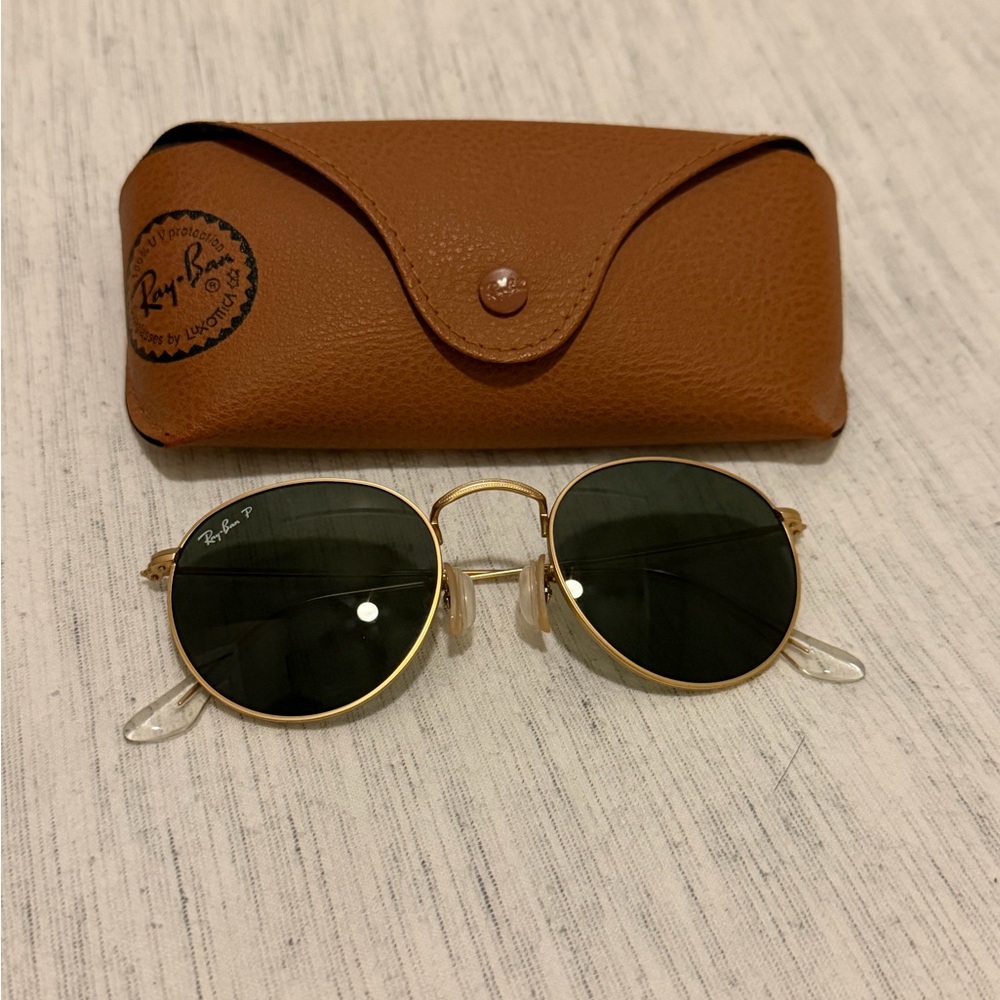 Ray-Ban Gold Frame Sunglasses with Black Lenses